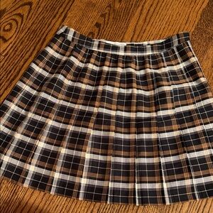 Plaid A-Line Skirt - Black and Brown